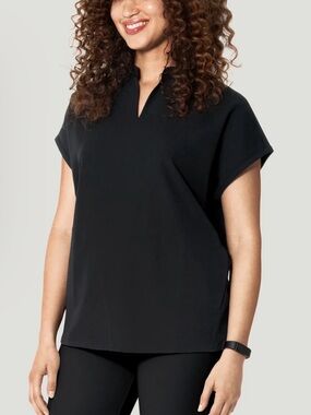 Mandala Scrubs | Mandarin Dolman Scrub Top in Black | size 3X